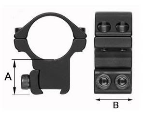 Sportsmatch WULF HTO81 1 inch High Tikka 15mm Dovetail 2 Piece Double Screw Scope Rings 